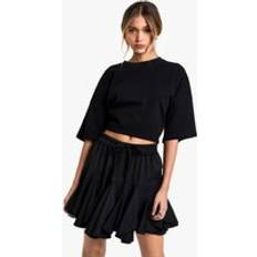Fringes Skirts boohoo Womens Woven Flippy Godet Mini Skirt - Black