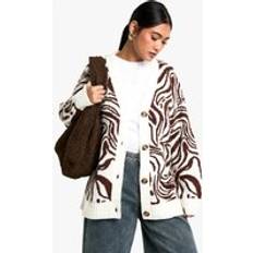 boohoo Womens Pattern Detail Oversized Cardigan - Brown