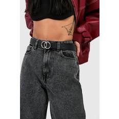 Accessories boohoo Womens Pu Double Ring Boyfriend Belt - Black