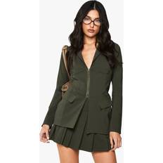 Boohoo Blazers boohoo Womens Bengaline Fitted Hook And Eye Blazer - Khaki