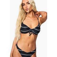 Stripes Bikinis boohoo Womens Swimwear Essentials Fuller Bust Stripe Underwire Bikini Top - Black
