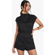 Short Sleeves Jumpsuits & Overalls boohoo Womens Tailored High Neck Cap Sleeve Playsuit - Black