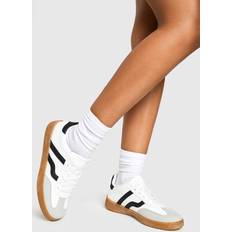 Trainers boohoo Womens Gum Sole Striped Trainers - White