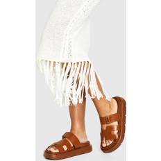 Sandals boohoo Womens Wide Fit Block Double Strap Sandals - Brown