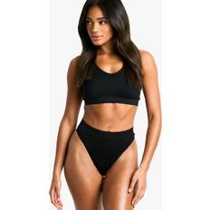 Boohoo Women Knickers boohoo Womens Seem Free Rib Scallop Edge Brief - Black