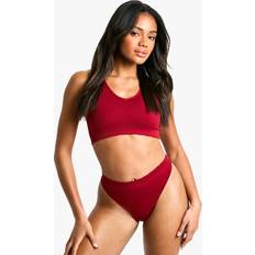 Boohoo Women Knickers boohoo Womens Seem Free Rib Scallop Edge Brief - Red