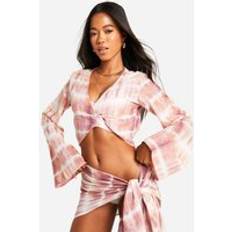 Orange - Women Swimsuit Cover-Ups & Sarong Wraps boohoo Womens Tie Dye Beach Coord - Orange