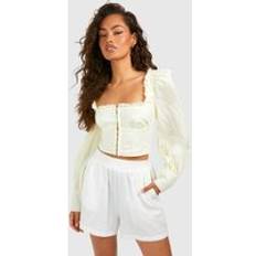 Women - Yellow Corsets boohoo Womens Frill Detail Hook And Eye Corset - Yellow