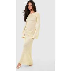 Women - Yellow Swimsuit Cover-Ups & Sarong Wraps boohoo Womens Petite Knit Low Back Maxi Beach Dress - Yellow