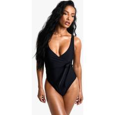 Women Swimsuits boohoo Womens Swimwear Essentials Wrap Swimsuit - Black