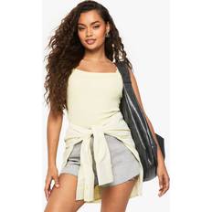 Yellow Tank Tops boohoo Womens Basics Thick Binding Rib Vest Top - Yellow