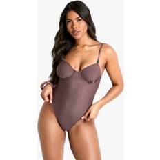 Sportswear Garment Swimsuits boohoo Womens Resin Trim Swimsuit - Brown