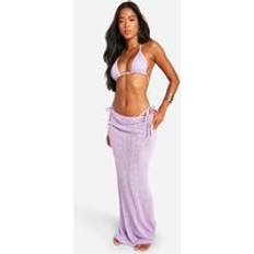 Purple - Women Swimsuit Cover-Ups & Sarong Wraps boohoo Womens Laddered Knit Beach Maxi Skirt - Purple