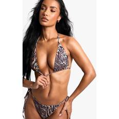 Leopard - Women Bikini Tops boohoo Leopard Triangle Bikini Top - Brown