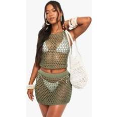 M Swimsuit Cover-Ups & Sarong Wraps boohoo Womens Crochet Beach Mini Skirt - Green