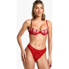 Knickers boohoo Womens Bow Detail Lace Brief - Red