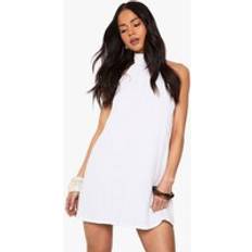 Cut-Out Clothing boohoo Womens Cheesecloth Halterneck Mini Dress - White