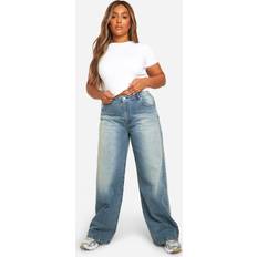 Boohoo Clothing boohoo Womens Plus Basics High Waisted Boyfriend Jeans - Blue