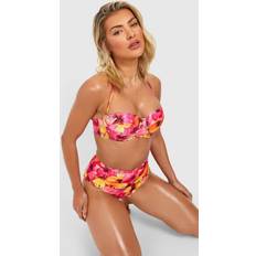 Mesh Swimwear boohoo Womens Tropical Padded Underwire Bikini Top - Pink