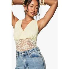 Women - Yellow Shapewear & Under Garments boohoo Womens Lace Wrap Over Bodysuit - Yellow