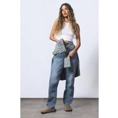 boohoo Womens The High Waist Mom Jean - Blue