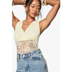 Women - Yellow Shapewear & Under Garments boohoo Womens Lace Wrap Over Bodysuit - Yellow