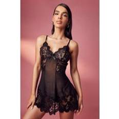 Camisones boohoo Womens Lace And Mesh Babydoll - Black
