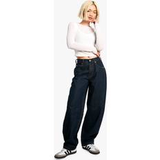 Tapered Jeans boohoo Womens Seam Detail Tapered Denim Jean - Blue