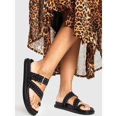 boohoo Womens Wide Fit Studded Buckle Sandals - Black