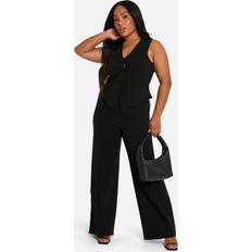 Boohoo Men Suits boohoo Womens Plus Super Stretch Waistcoat & Seam Front Straight Leg Trousers - Black
