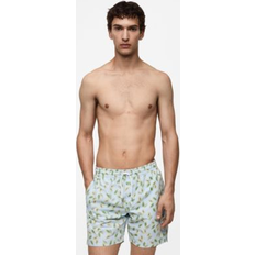 Men Swimsuits Mango Fruit-Print Swimming Trunks - Sky Blue