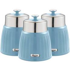 Swan retro set of 3 storage canisters Swan Retro Vintage Blue Kitchen Container 3pcs 1L