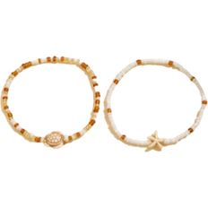 Anklets Shein 2pcs/Set Bohemian Beaded Anklet In Goldtone, Fashion Ocean Creature Design Foot Jewelry Suitable For Daily Wear And Beach Vacation
