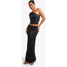 Multicoloured - Women Suits boohoo Womens Slinky One Shoulder Top And Maxi Skirt Set - Multi