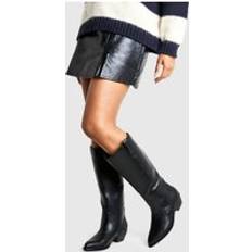 Nubuck - Women High Boots boohoo Womens Wide Fit Western Style Knee High Boots - Black