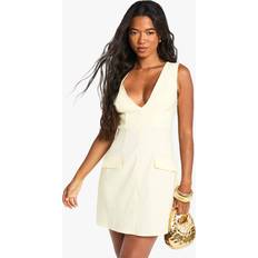 Women - Yellow Dresses boohoo Womens Bengaline Plunge Shift Mini Dress - Yellow