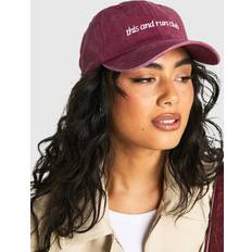 Boohoo Headgear boohoo Womens This And Run Club Washed Cap - Red