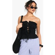 Boohoo Corsets boohoo Womens Bengaline Bandeau Tie Front Corset - Black