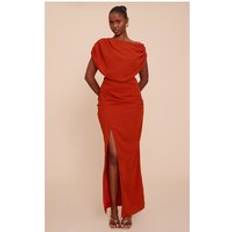 PrettyLittleThing Rust Chiffon Maxi Dress - Orange