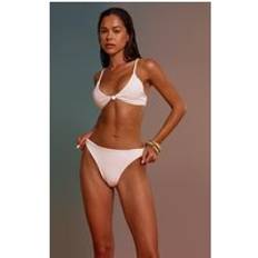 PrettyLittleThing Cream High Leg Tanga Bikini Bottom