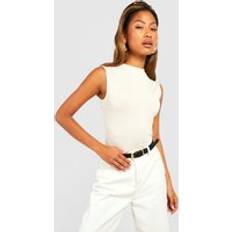 Boohoo Shapewear & Under Garments boohoo Womens Basic Cotton High Neck Bodysuit - Beige