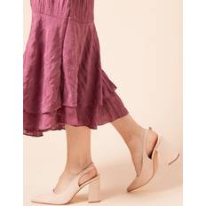 Dorothy Perkins Ellens Pointed High Block Heel Slingback Court Shoes - Blush