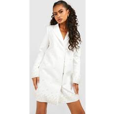 boohoo Womens Pearl Detail Blazer Dress - White
