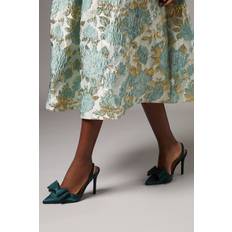 Wide Fit Tamara Satin Bow Sling Back Stiletto Court Shoes - Green