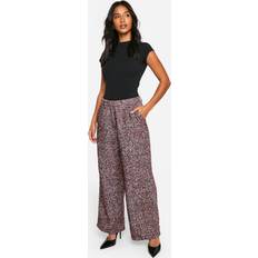 Checkered - Women Trousers boohoo Womens Petite Herringbone Wool Look Trousers - Red