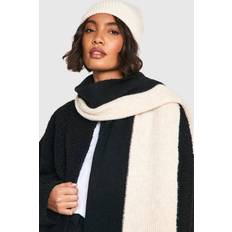 Women Scarfs boohoo Womens Colour Block Ribbed Scarf - Beige
