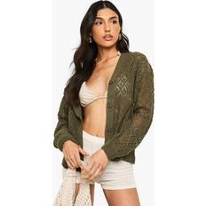 Boohoo Cardigans boohoo Womens Crochet Slouchy Knitted Cardigan - Green