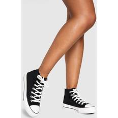Black Trainers boohoo Womens High Top Platform Lace Up Trainers - Black