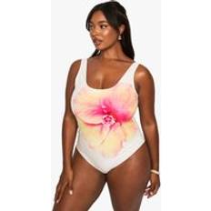 Sleeveless Swimsuits boohoo Womens Plus Floral Printed Scoop Swimsuit - Multi