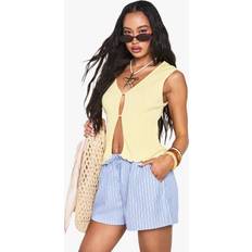 Women - Yellow Vests boohoo Womens Button Front Rib Knitted Waistcoat - Yellow